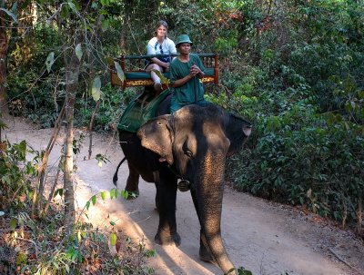 Linda on elephant - Bekeng Mountain