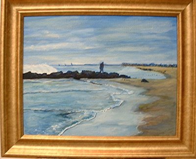 SeaGirt Beach,     acrylics,  11'' x 14''