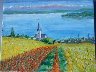 Vineyards small, acrylics, 11 x 14
