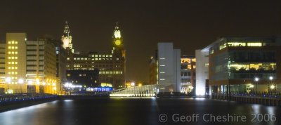 Liver Building, Liverpool from Princess Dock (by night)