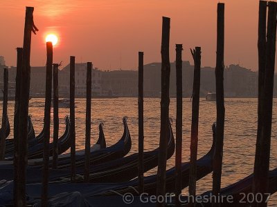 Gondolas at sunrise