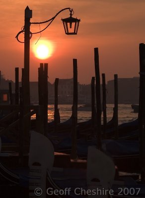 Gondolas at sunrise