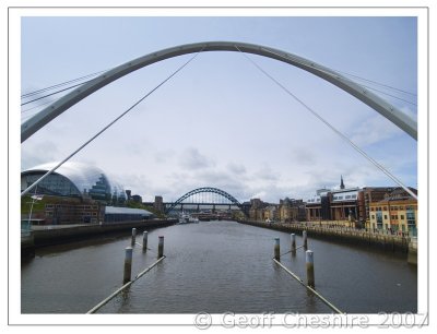 The Tyne bridge throug the Millennium Bridge arch