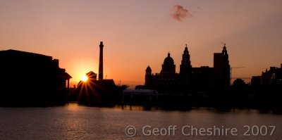 Sunset over the Albert Dock and the Liver Building