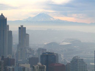 Seattle Against Mount Rainier
