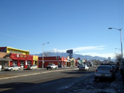 Route 66 and mountains