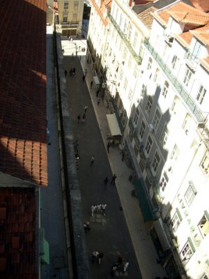 A view of the street from the catwalk