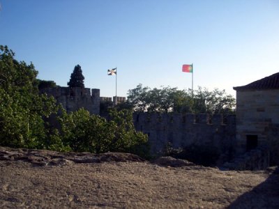 Portuguese flags over Sao Jorge Castle