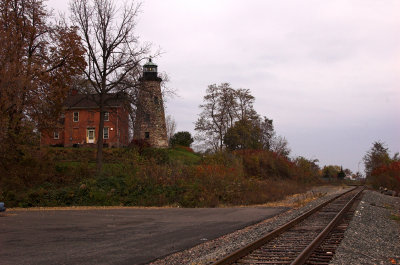 light house and railroad