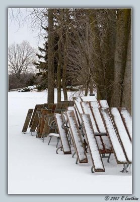 Picnic Tables in the Snow