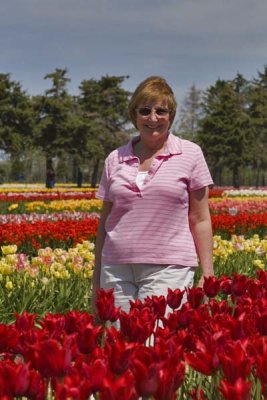 Claudia in a Field of Tulips