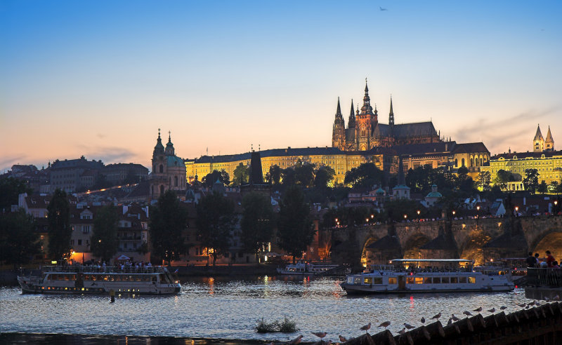 Sunset behind Prague Castle