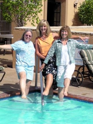 Connie, Jan, Sue - Aquacade swimmers test the water