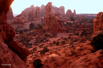 Sunrise on the other side of North Window, Arches National Park