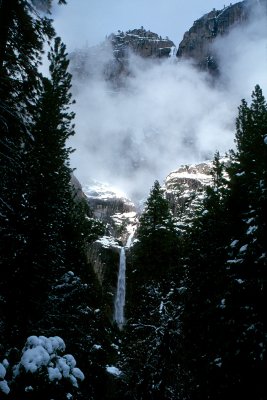 Lower Yosemite Falls in winter