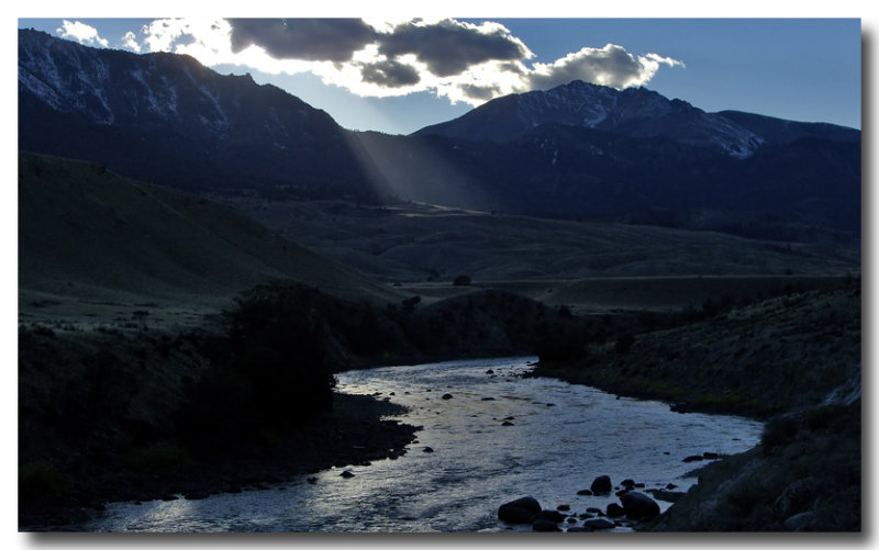 Sunset, Yellowstone River and Gallatins
