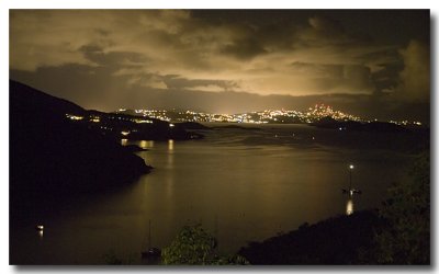 St. Thomas from Maho Bay at night