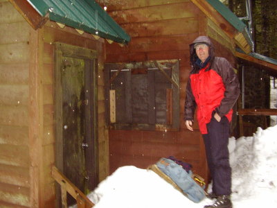 Dad arrives at the cabin.