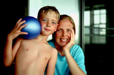 Ball boy and mom