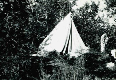 old tent at campsite in the Thousand Islands - July 1951