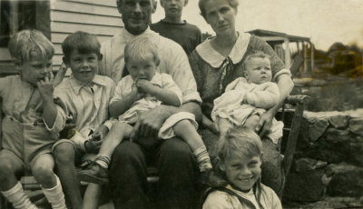 Alfred & Esther McDonald with (left to right), Bob, Jim, Lionel, Don, Mary, & George sitting at front