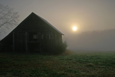 Old Barn in Fog