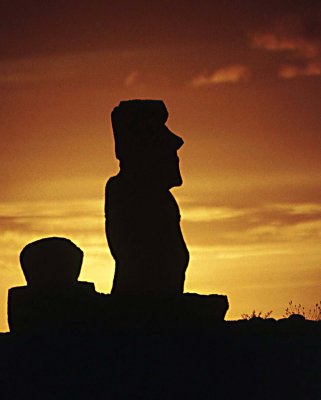 Single Head Sunset Easter Island