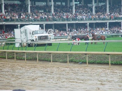 THIS WAS THE HORSE AMBULANCE FOR A HORSE THAT WENT LAME...BRUTAL SPORT FOR HORSES