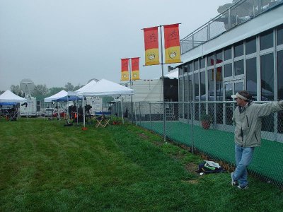 IT WAS PRETTY WET ON THE GRASS FOR THE OAKS RACE THE DAY BEFORE THE DERBY