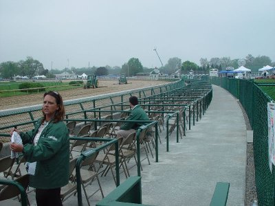 WE SAT ON THE GRASS BEHIND THESE SEATS FOR THE OAKS