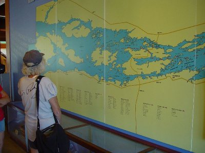 SARA CHECKED OUT THE MAP OF THE 1000 ISLANDS AREA -THERE ARE ACTUALLY OVER 1,800 ISLANDS IN THE AREA