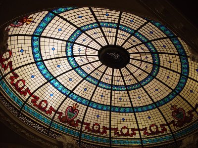 THE STAINED GLASS DOME OVER THE MAIN ENTRANCE WAS UNBELIEVABLE