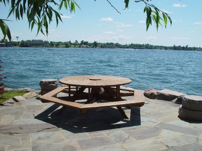 A PICNIC AREA OVER THE DUCK POND