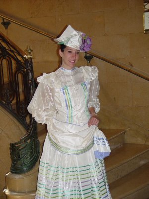 THIS WAS ONE OF THE MANY PEOPLE DRESSED IN PERIOD COSTUMES