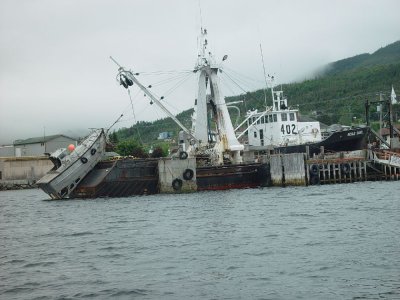 THIS WAS A LARGE FISHING BOAT IN WOODY POINT