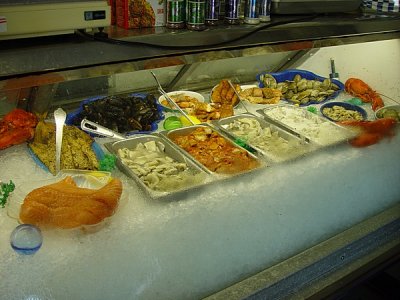 THE FRESH SEAFOOD IS FOR SALE AND WE ATE ALOT OF IT-SALMON, COD, HALIBUT AND HADDOCK