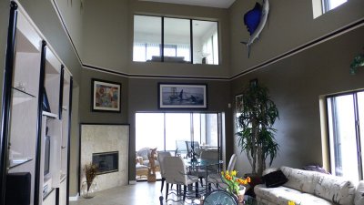 View of two story living room