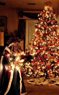 de-LIGHT-ful tree & Victorian Santa