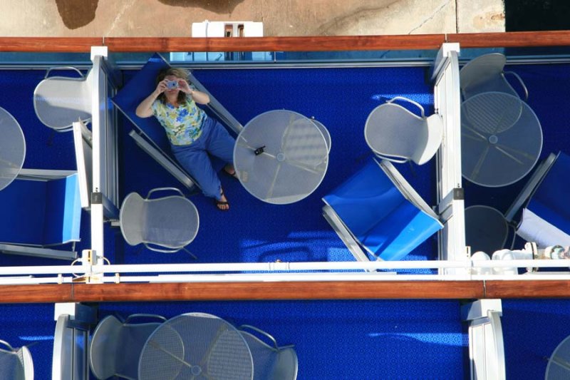 Ang on our Balcony - Dolphin Deck