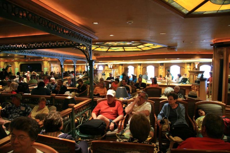 Waiting to disembark ship (Explorers Lounge)