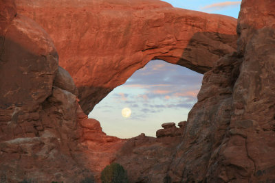 Moon Rising in the North Window at Sunset
