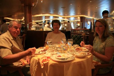 Breakfast in dining room on morning of disembarkation