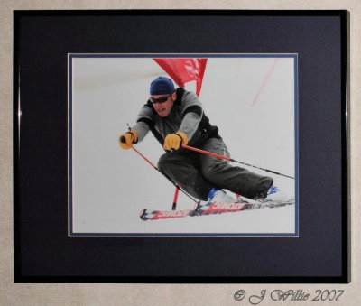 11x14 Print in 16x20 Black Plastic Frame with Double Two-Tone Blue Mat