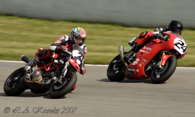 Paul Penzo, Ducati Hypermotard (21), Corey Warren, Ducati PS1000LE (24)