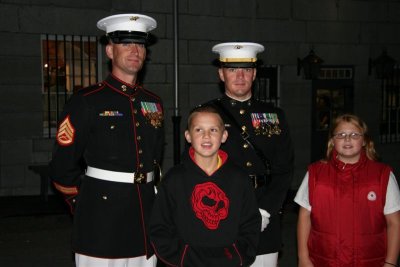 Matt & Amanda, with US Marine's Silent Drill Team members, Fort Henry, Kingston, ON