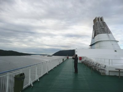 Chilly Morning on Top Deck of Ferry