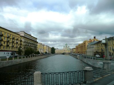 Crossing Canal with St Nicholas Church (not Cathedral) in the Distance