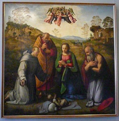 The Adoration with Saints Francis & Jerome (Ridolfo Ghirlandaio 1483-1561)