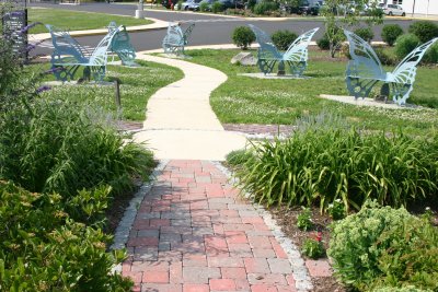 Garden path to benches