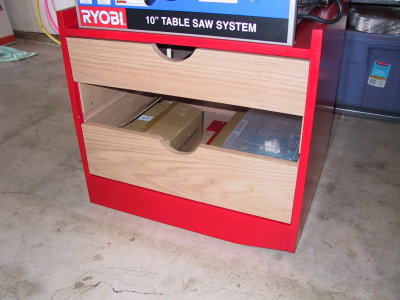 Front view, with 2 finished drawers.